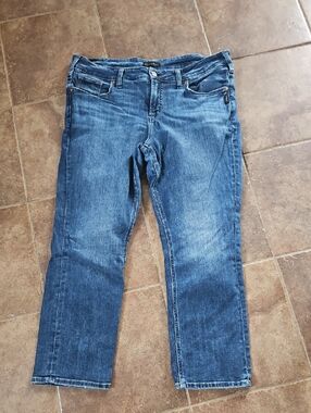Silver Jeans Women's Dark Blue Straight Leg Denim Suki Capri